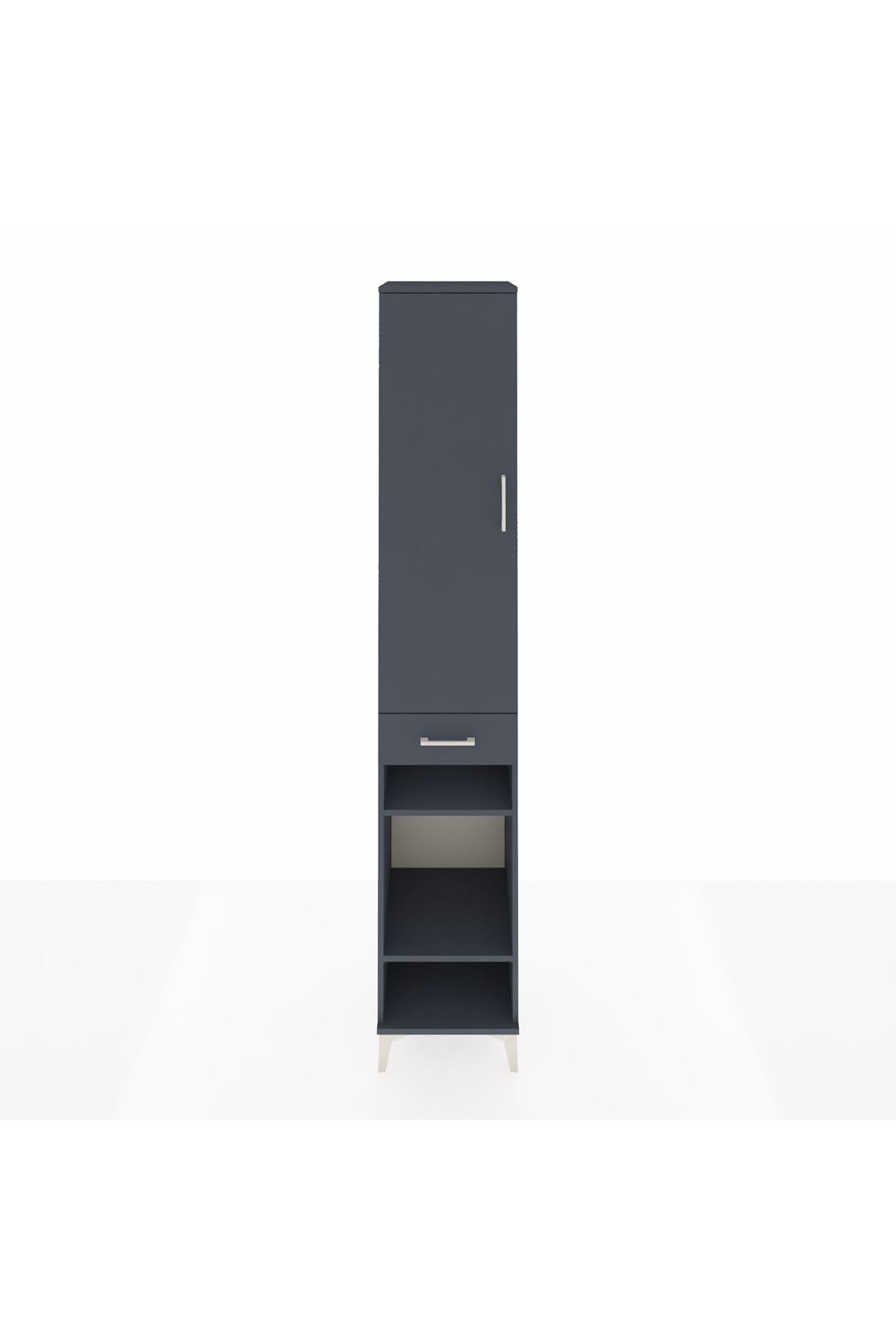 Hyperion Dolap 6 Raflı Tek Çekmeceli Tek Kapaklı 44x44x243 Antrasit-Antrasit