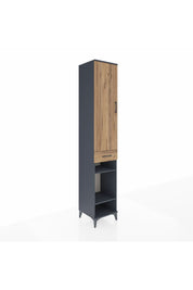 Hyperion Dolap 6 Raflı Tek Çekmeceli Tek Kapaklı 44x44x243 Antrasit-Çam