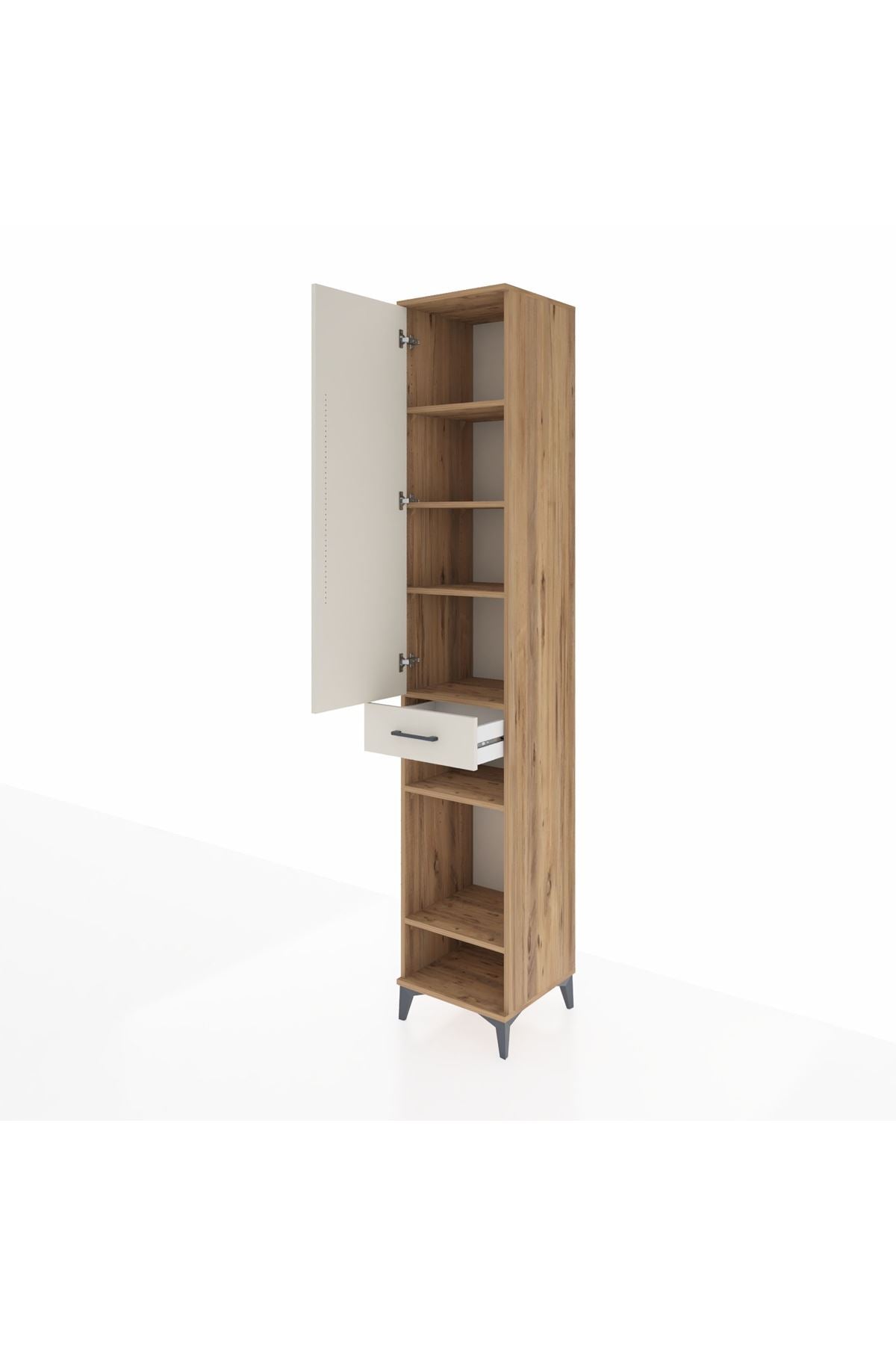 Hyperion Dolap 6 Raflı Tek Çekmeceli Tek Kapaklı 44x44x243 Çam-Aytaşı