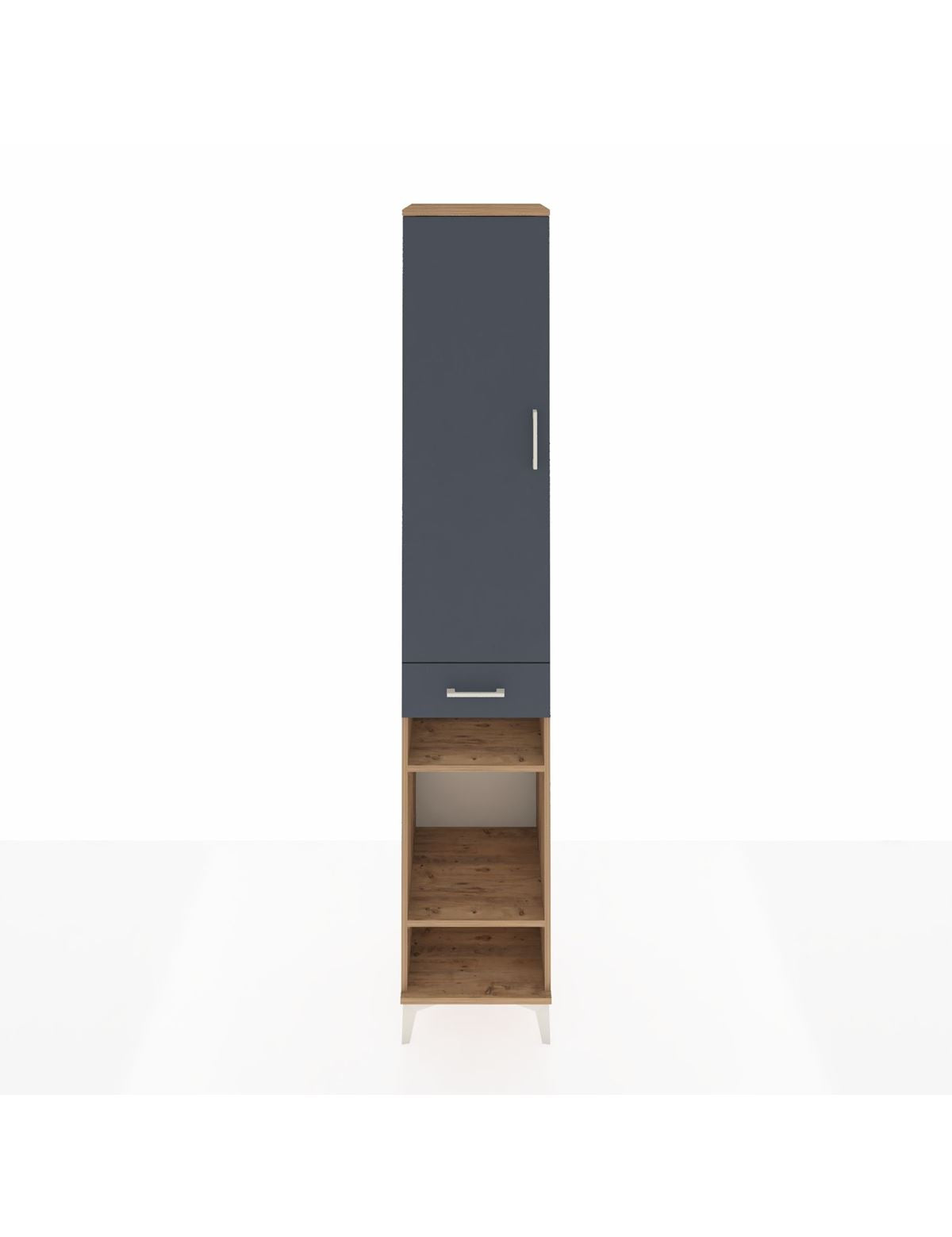 Hyperion Dolap 6 Raflı Tek Çekmeceli Tek Kapaklı 44x44x243 Çam-Antrasit