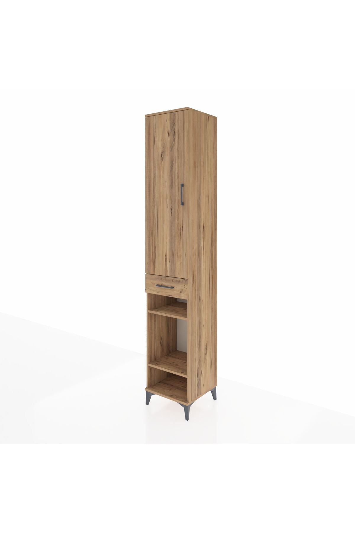 Hyperion Dolap 6 Raflı Tek Çekmeceli Tek Kapaklı 44x44x243 Çam-Çam