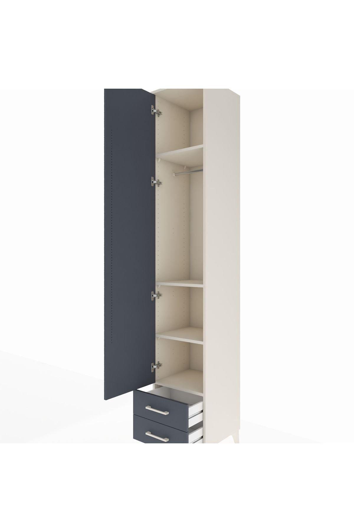 Hyperion Dolap 4 Raflı 2 Çekmeceli Tek Askılı 44x44x243 Aytaşı-Antrasit