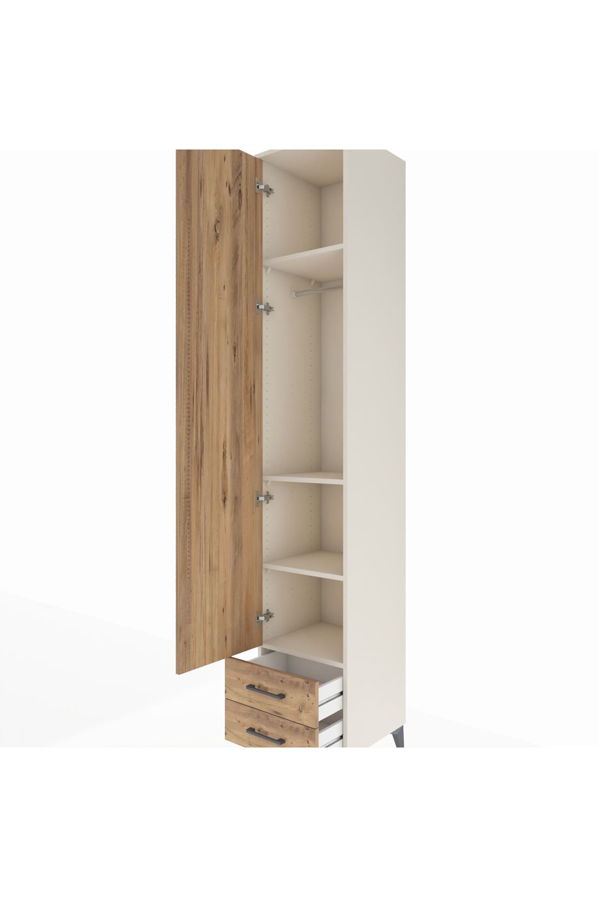 Hyperion Dolap 4 Raflı 2 Çekmeceli Tek Askılı 44x44x243 Aytaşı-Çam