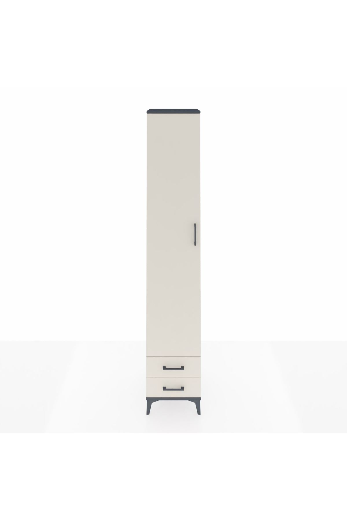 Hyperion Dolap 4 Raflı 2 Çekmeceli Tek Askılı 44x44x243 Antrasit-Aytaşı