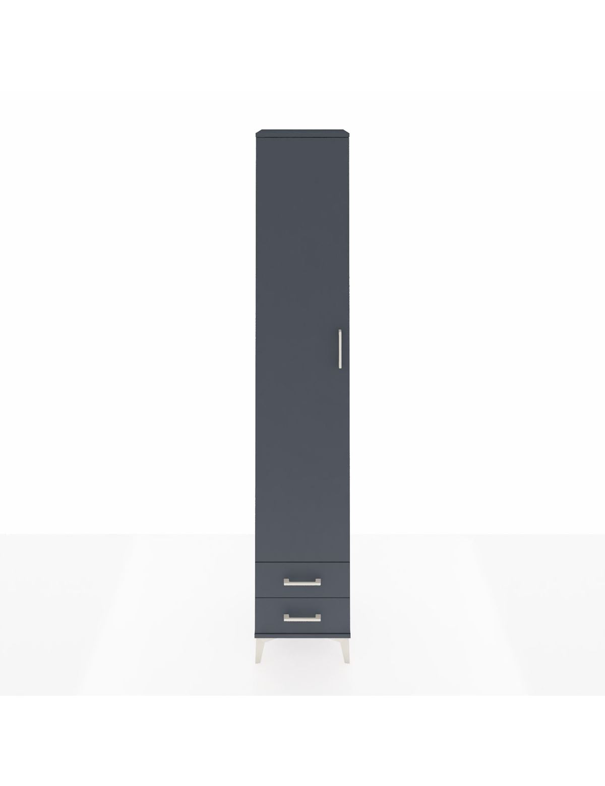 Hyperion Dolap 4 Raflı 2 Çekmeceli Tek Askılı 44x44x243 Antrasit-Antrasit