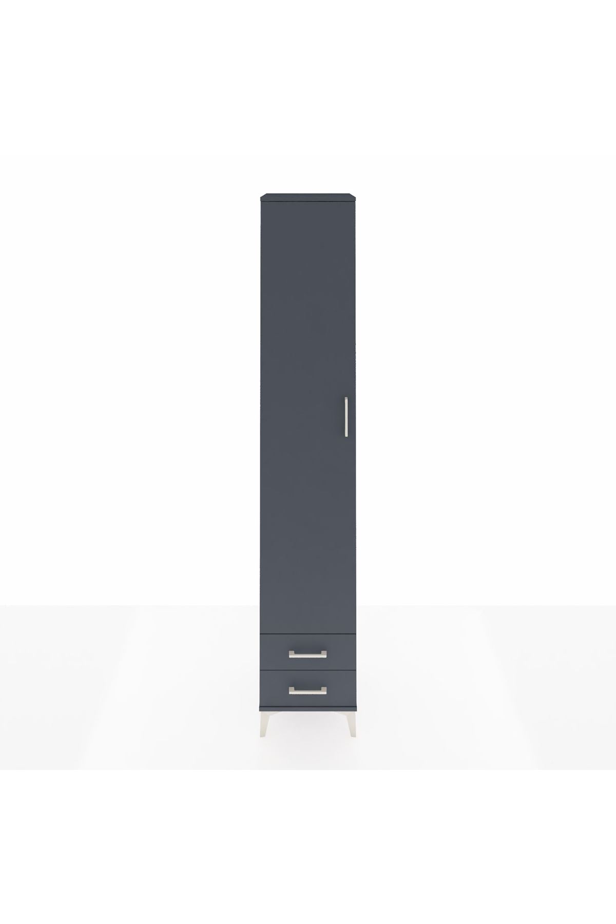Hyperion Dolap 4 Raflı 2 Çekmeceli Tek Askılı 44x44x243 Antrasit-Antrasit