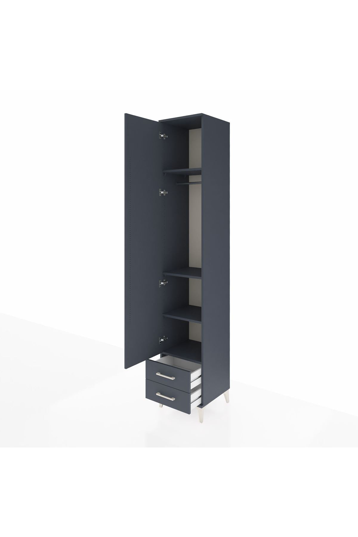 Hyperion Dolap 4 Raflı 2 Çekmeceli Tek Askılı 44x44x243 Antrasit-Antrasit