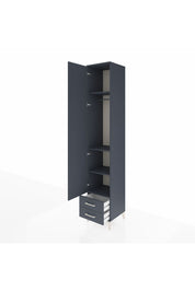 Hyperion Dolap 4 Raflı 2 Çekmeceli Tek Askılı 44x44x243 Antrasit-Antrasit