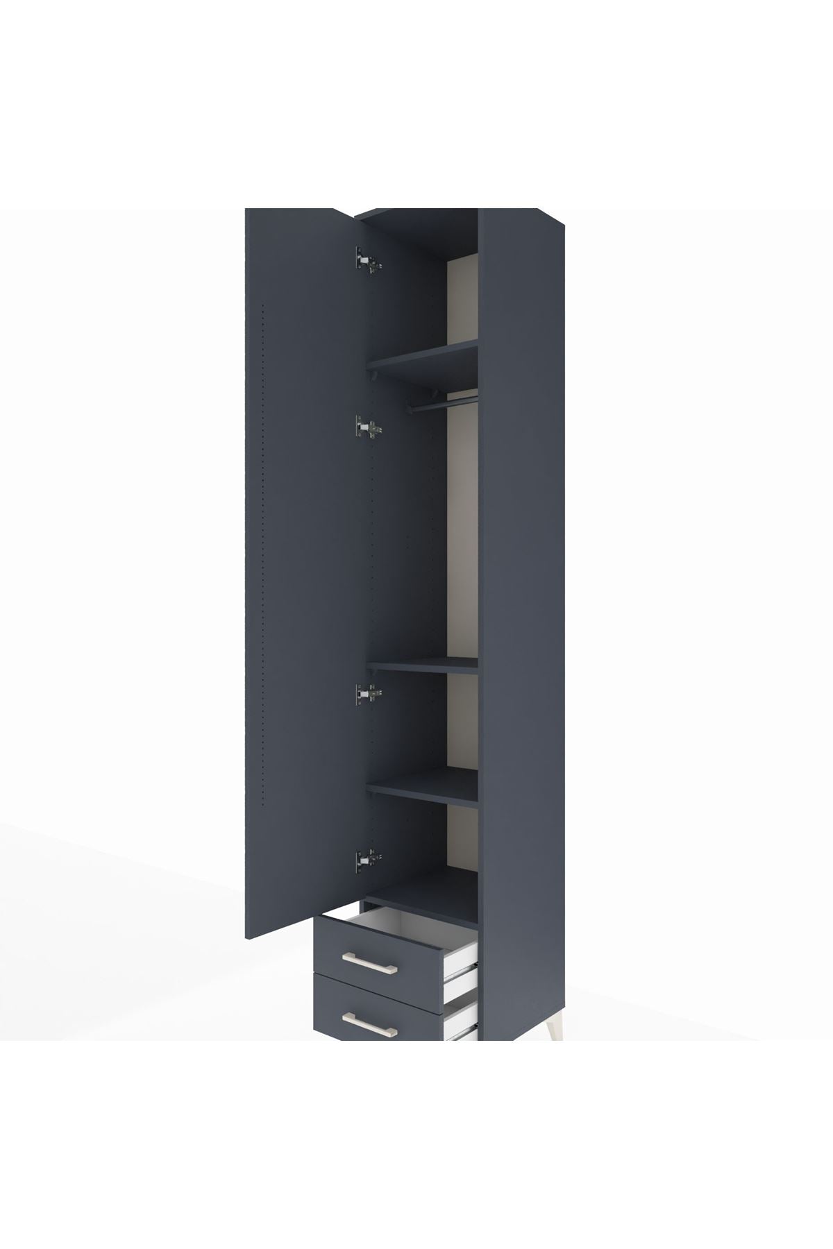 Hyperion Dolap 4 Raflı 2 Çekmeceli Tek Askılı 44x44x243 Antrasit-Antrasit