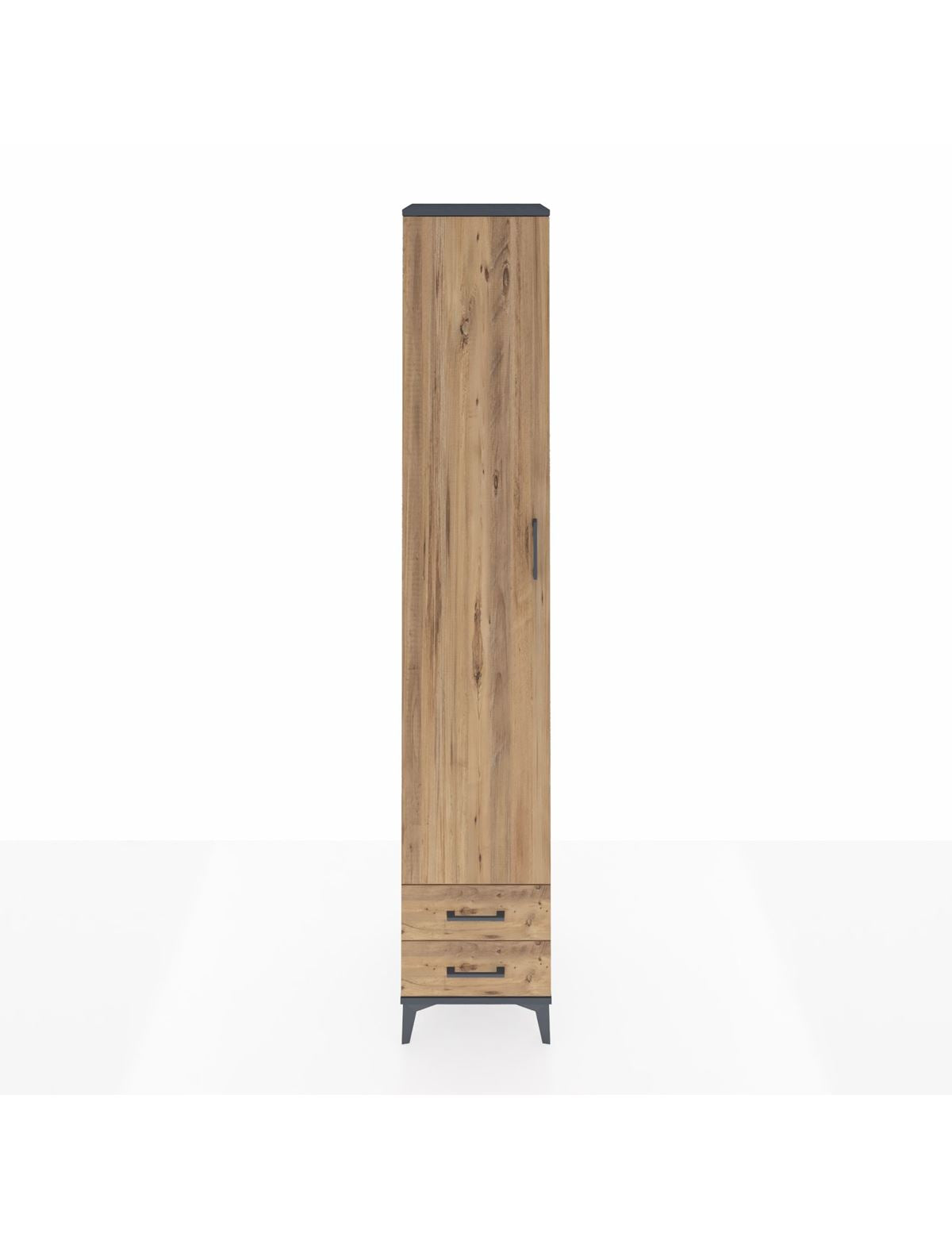 Hyperion Dolap 4 Raflı 2 Çekmeceli Tek Askılı 44x44x243 Antrasit-Çam