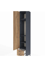 Hyperion Dolap 4 Raflı 2 Çekmeceli Tek Askılı 44x44x243 Antrasit-Çam