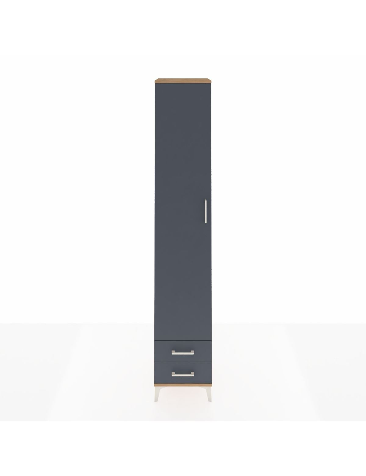 Hyperion Dolap 4 Raflı 2 Çekmeceli Tek Askılı 44x44x243 Çam-Antrasit