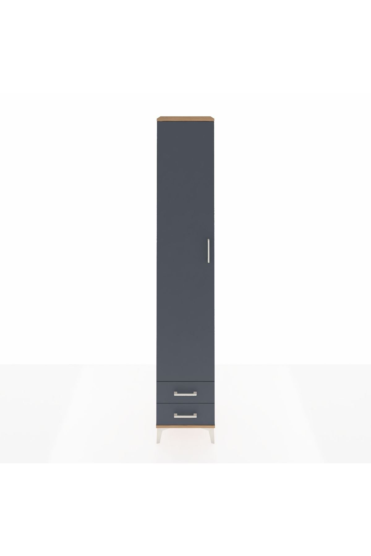 Hyperion Dolap 4 Raflı 2 Çekmeceli Tek Askılı 44x44x243 Çam-Antrasit