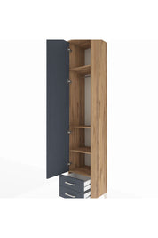 Hyperion Dolap 4 Raflı 2 Çekmeceli Tek Askılı 44x44x243 Çam-Antrasit