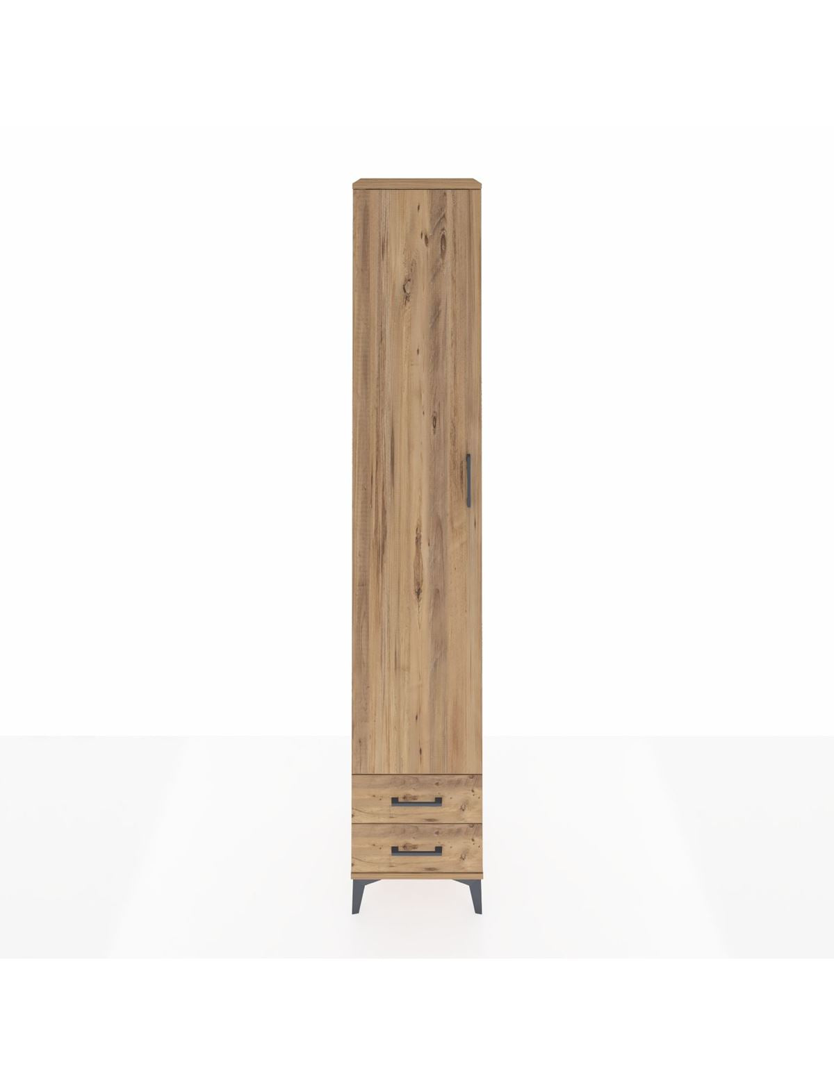 Hyperion Dolap 4 Raflı 2 Çekmeceli Tek Askılı 44x44x243 Çam-Çam