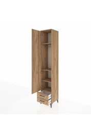 Hyperion Dolap 4 Raflı 2 Çekmeceli Tek Askılı 44x44x243 Çam-Çam