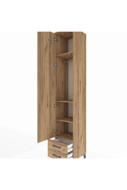 Hyperion Dolap 4 Raflı 2 Çekmeceli Tek Askılı 44x44x243 Çam-Çam