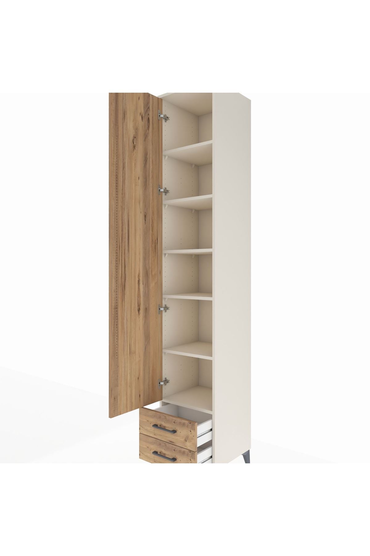 Hyperion Dolap 6 Raflı 2 Çekmeceli Tek Kapaklı 44x44x243 Aytaşı-Çam