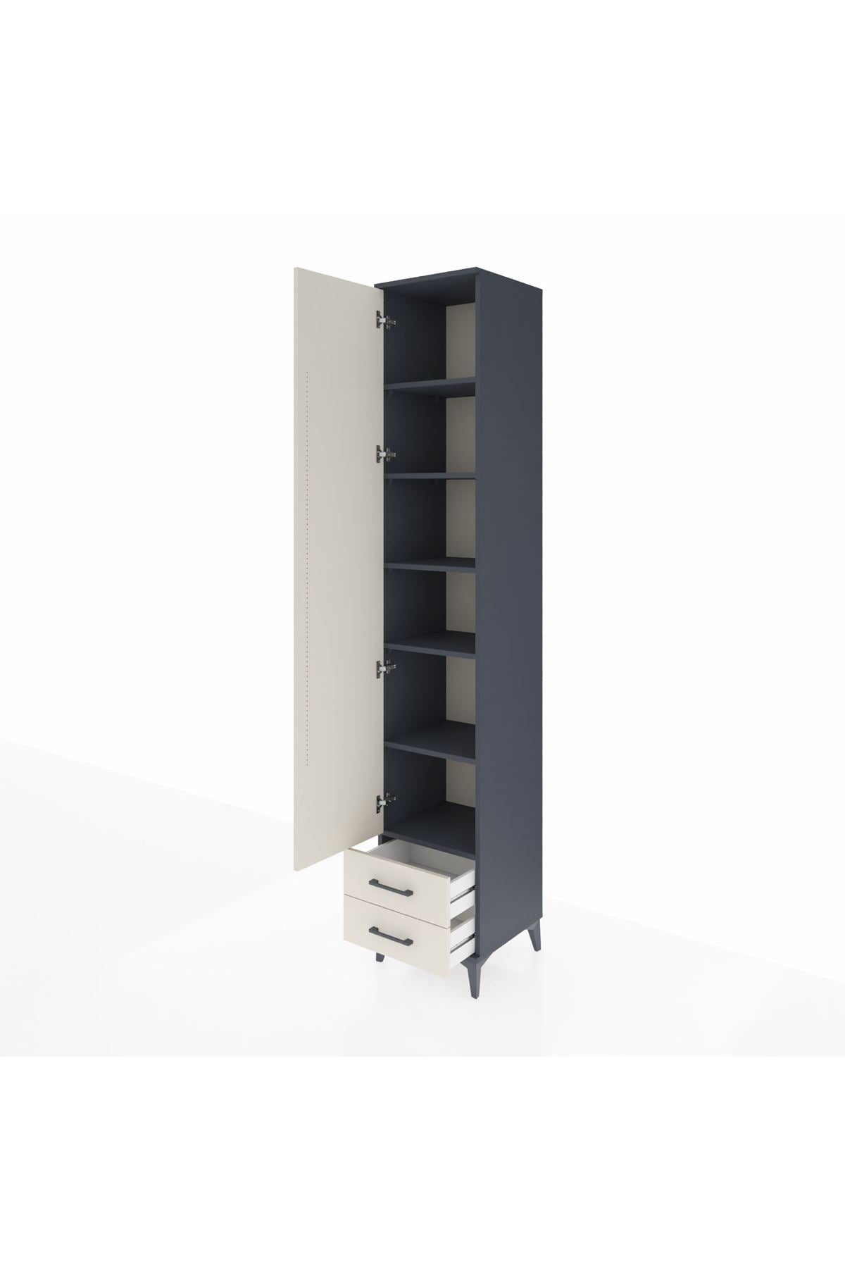 Hyperion Dolap 6 Raflı 2 Çekmeceli Tek Kapaklı 44x44x243 Antrasit-Aytaşı