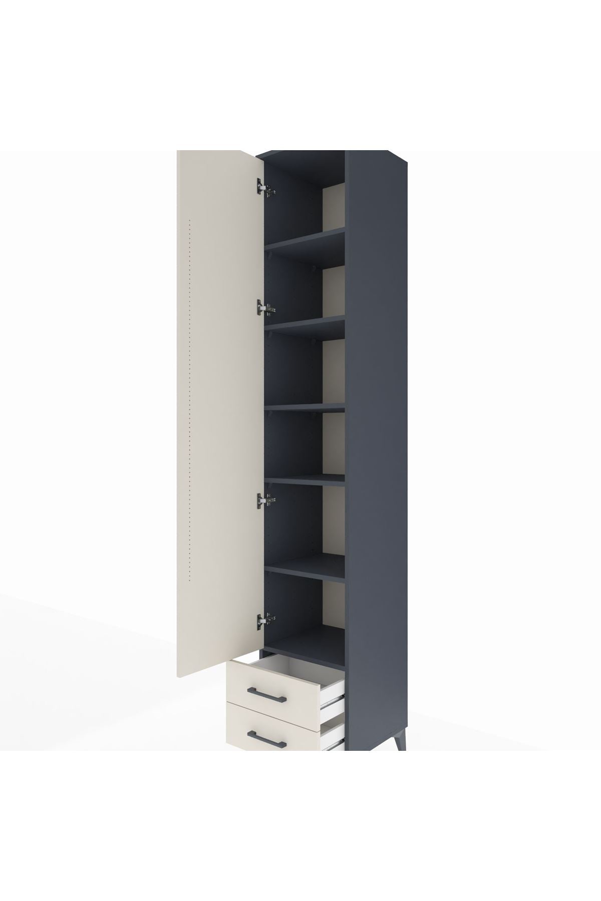 Hyperion Dolap 6 Raflı 2 Çekmeceli Tek Kapaklı 44x44x243 Antrasit-Aytaşı