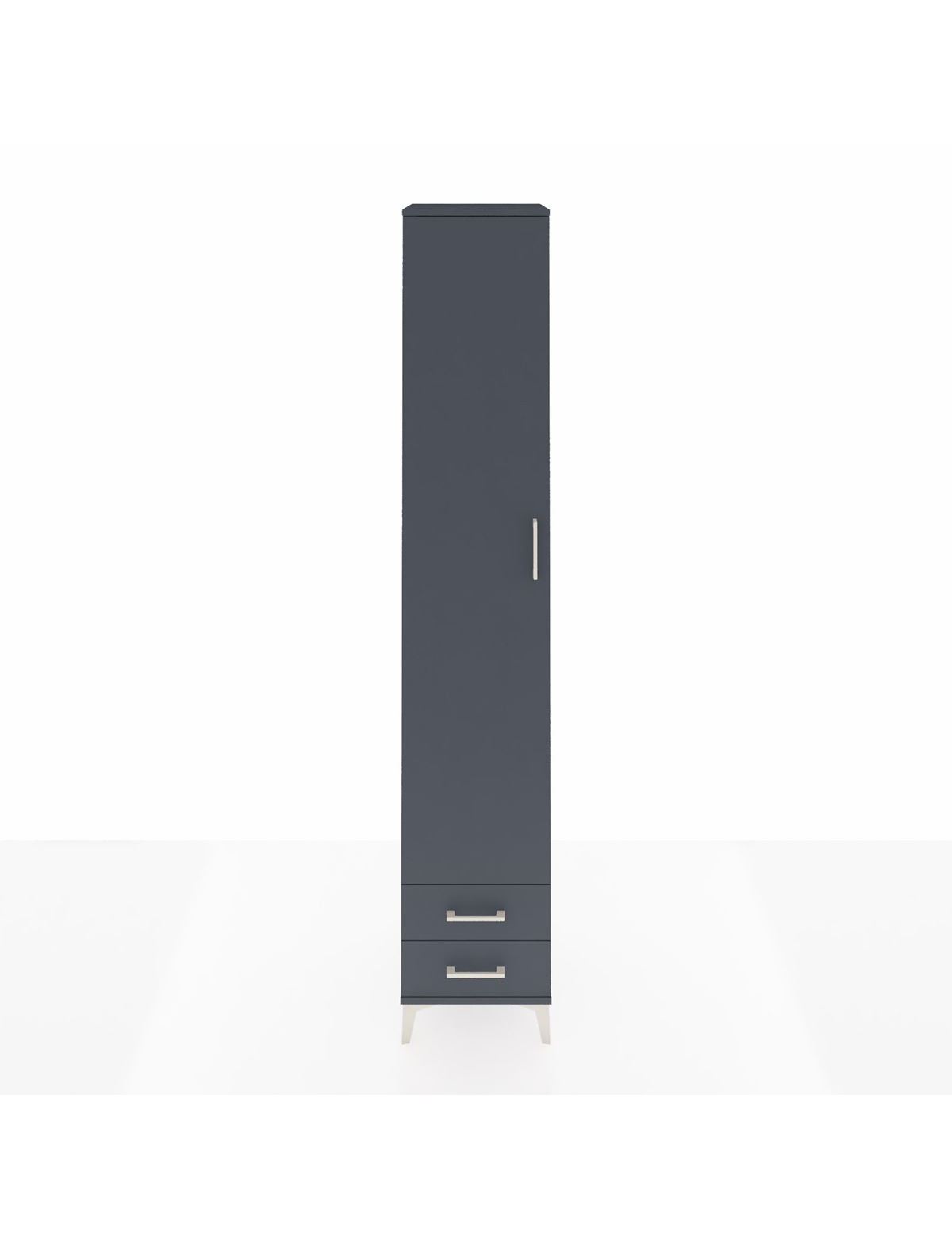 Hyperion Dolap 6 Raflı 2 Çekmeceli Tek Kapaklı 44x44x243 Antrasit-Antrasit