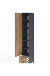 Hyperion Dolap 6 Raflı 2 Çekmeceli Tek Kapaklı 44x44x243 Antrasit-Çam