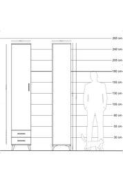Hyperion Dolap 6 Raflı 2 Çekmeceli Tek Kapaklı 44x44x243 Antrasit-Çam