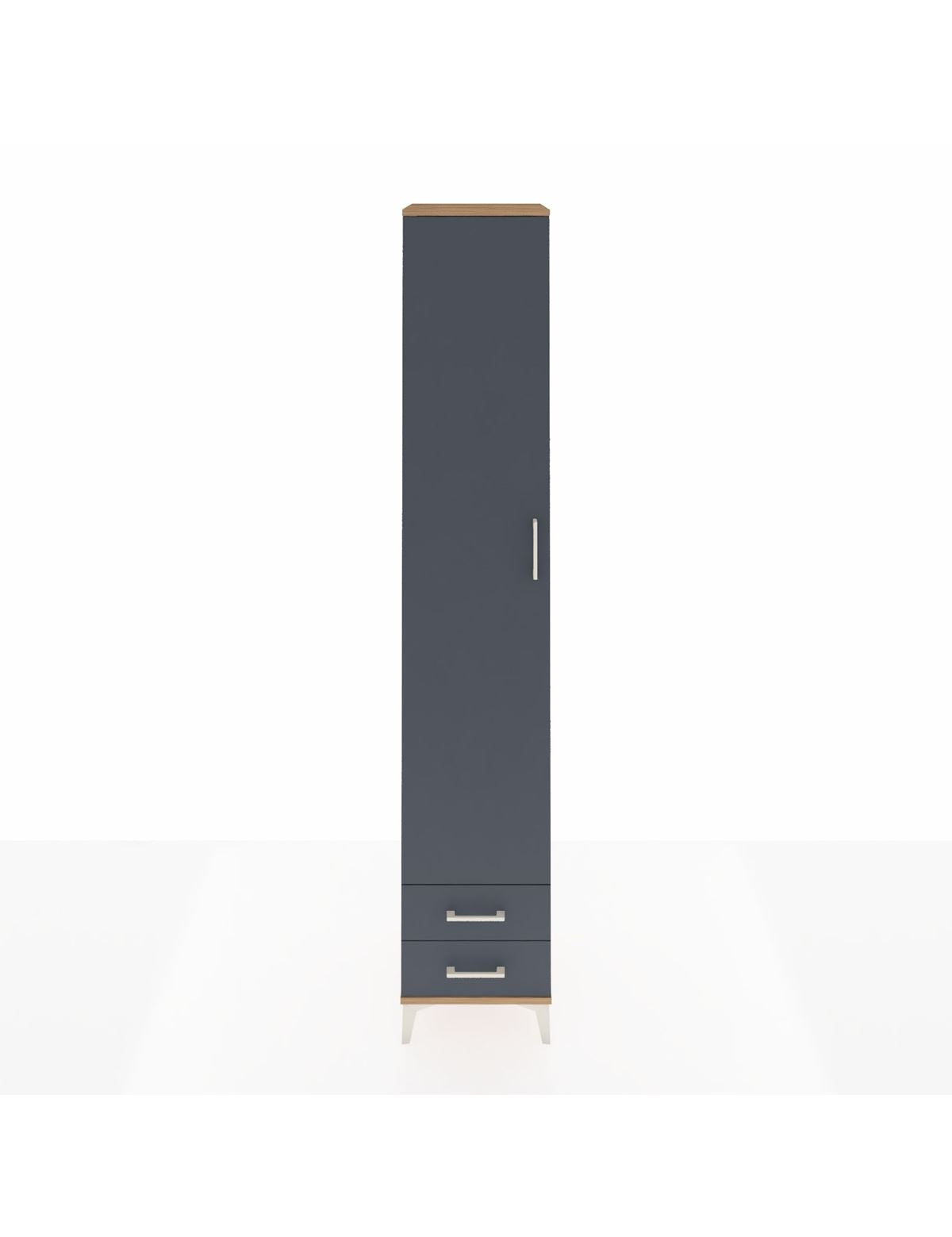 Hyperion Dolap 6 Raflı 2 Çekmeceli Tek Kapaklı 44x44x243 Çam-Antrasit