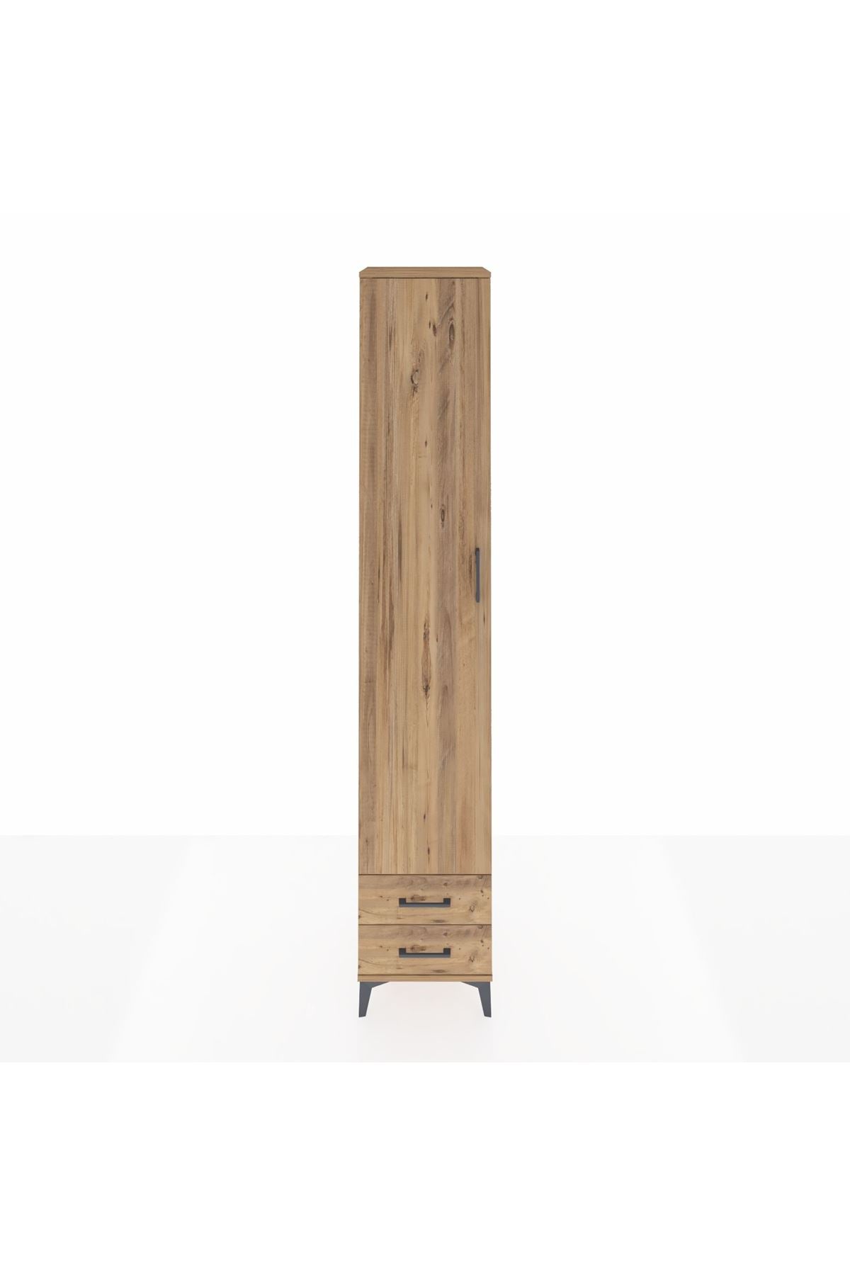 Hyperion Dolap 6 Raflı 2 Çekmeceli Tek Kapaklı 44x44x243 Çam-Çam