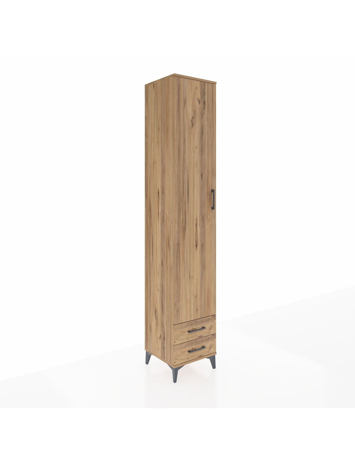 Hyperion Dolap 6 Raflı 2 Çekmeceli Tek Kapaklı 44x44x243 Çam-Çam