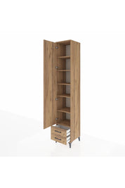 Hyperion Dolap 6 Raflı 2 Çekmeceli Tek Kapaklı 44x44x243 Çam-Çam