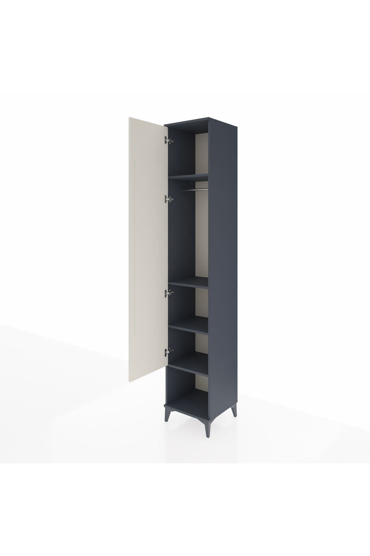 Hyperion Dolap 4 Raflı Tek Kapaklı Tek Askılı 44x44x243 Antrasit-Aytaşı