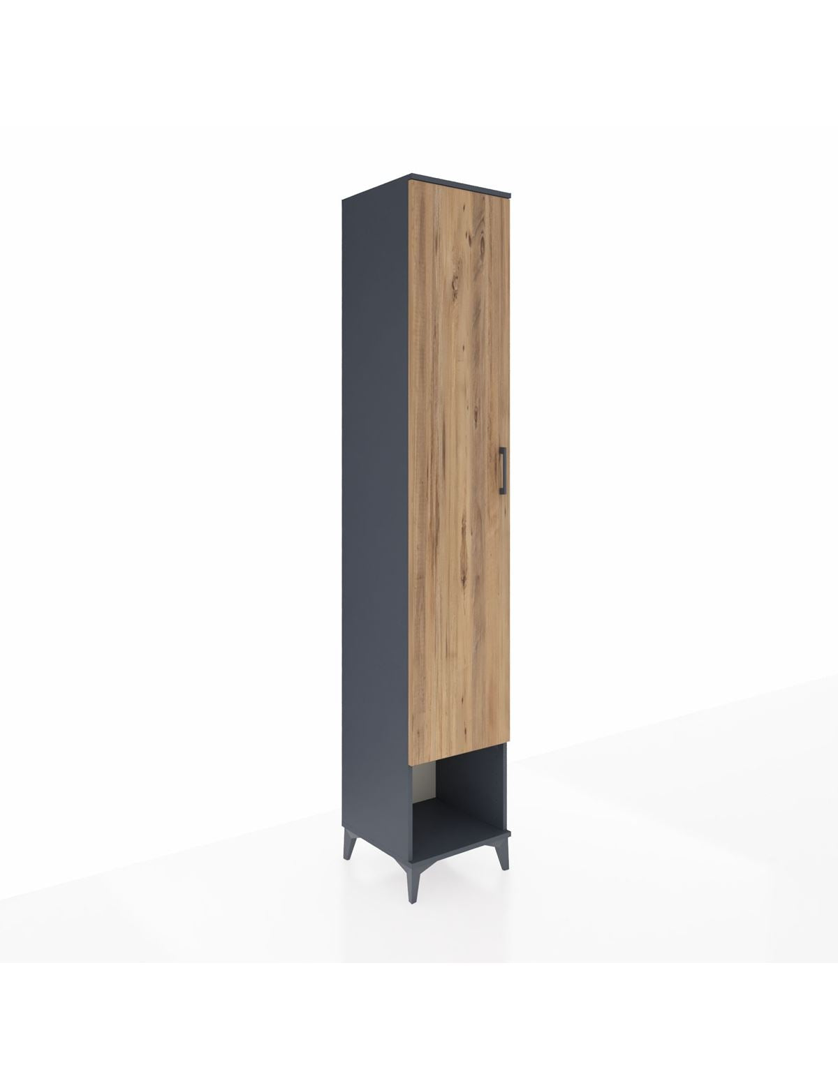 Hyperion Dolap 4 Raflı Tek Kapaklı Tek Askılı 44x44x243 Antrasit-Çam