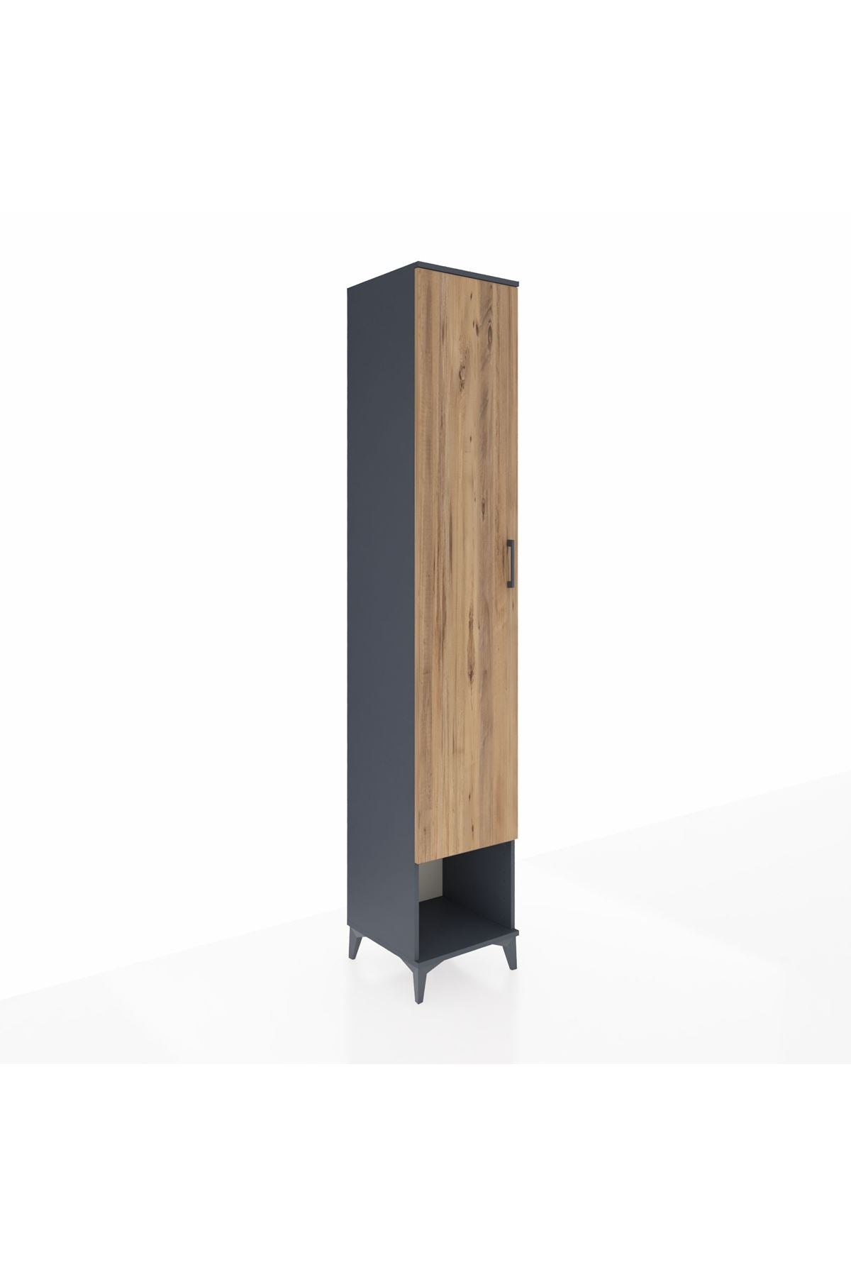 Hyperion Dolap 4 Raflı Tek Kapaklı Tek Askılı 44x44x243 Antrasit-Çam