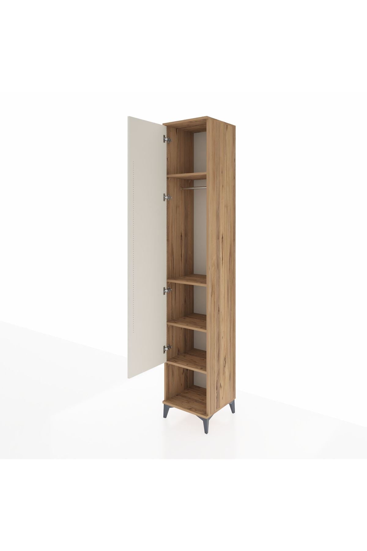 Hyperion Dolap 4 Raflı Tek Kapaklı Tek Askılı 44x44x243 Çam-Aytaşı