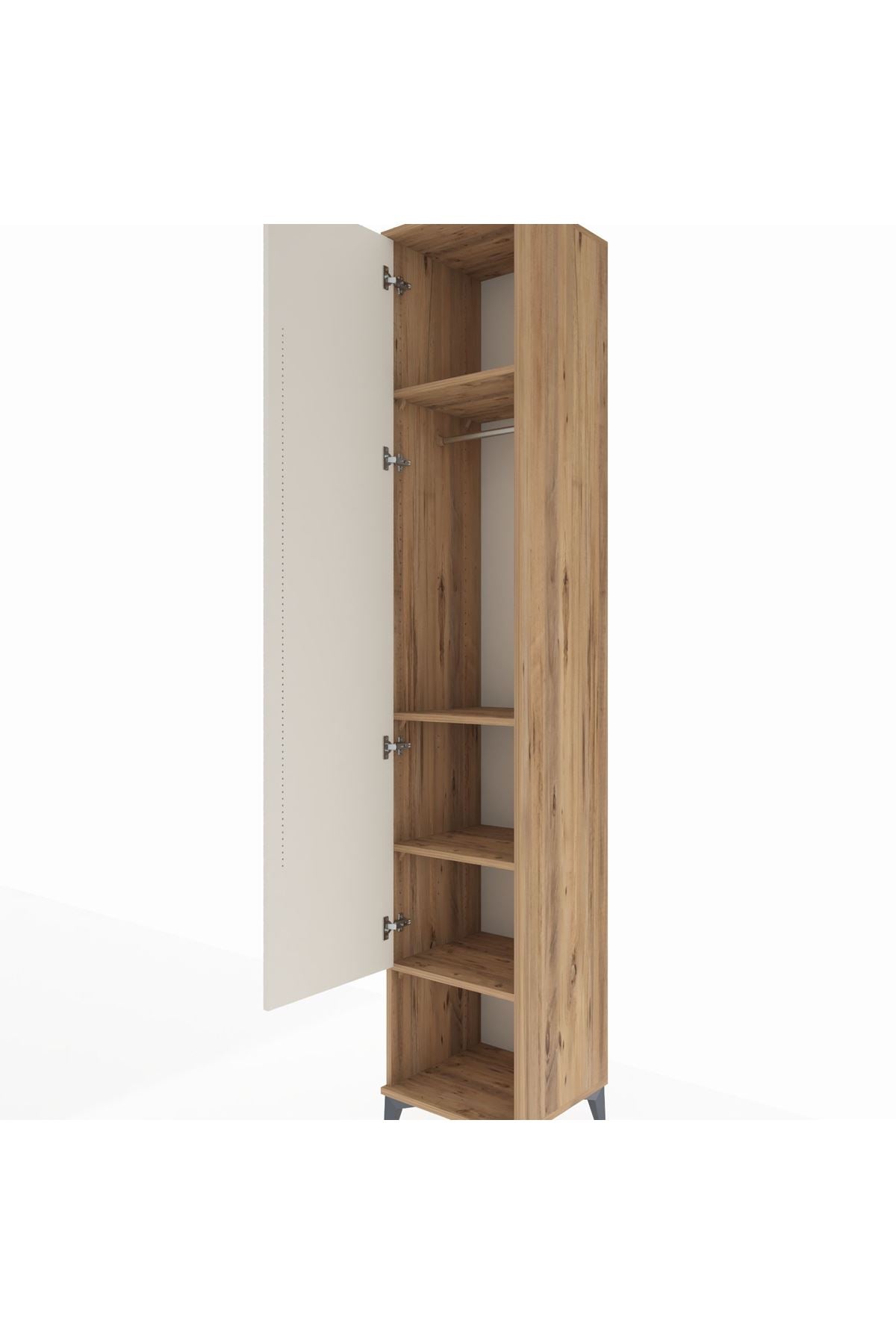 Hyperion Dolap 4 Raflı Tek Kapaklı Tek Askılı 44x44x243 Çam-Aytaşı