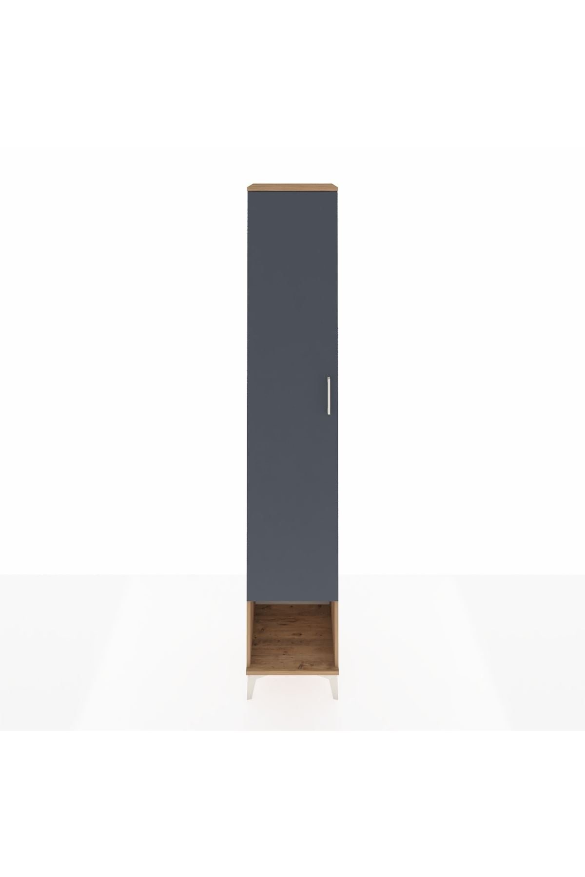 Hyperion Dolap 4 Raflı Tek Kapaklı Tek Askılı 44x44x243 Çam-Antrasit