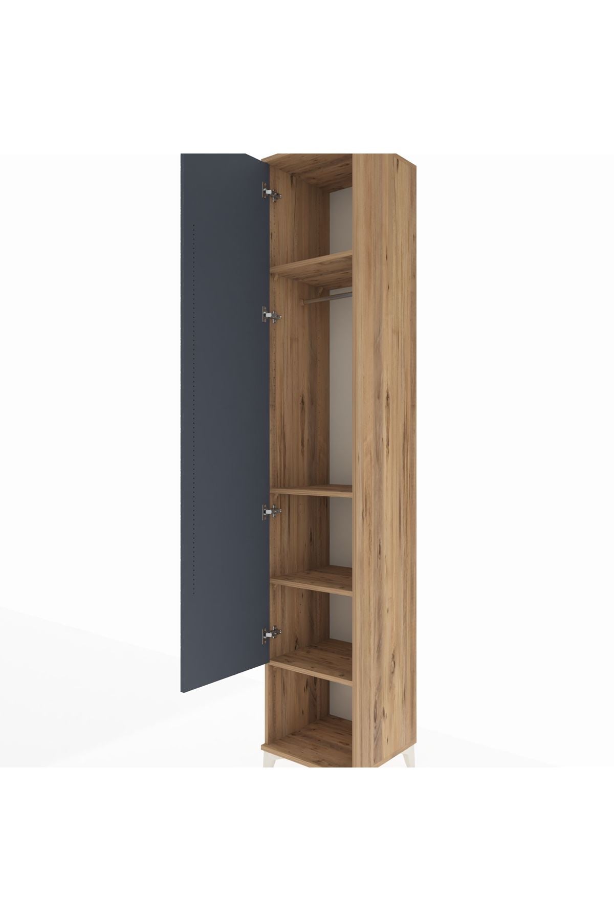 Hyperion Dolap 4 Raflı Tek Kapaklı Tek Askılı 44x44x243 Çam-Antrasit