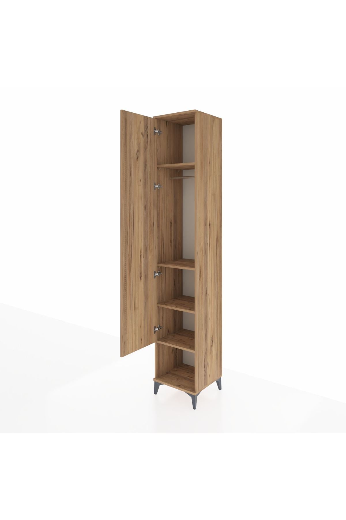 Hyperion Dolap 4 Raflı Tek Kapaklı Tek Askılı 44x44x243 Çam-Çam