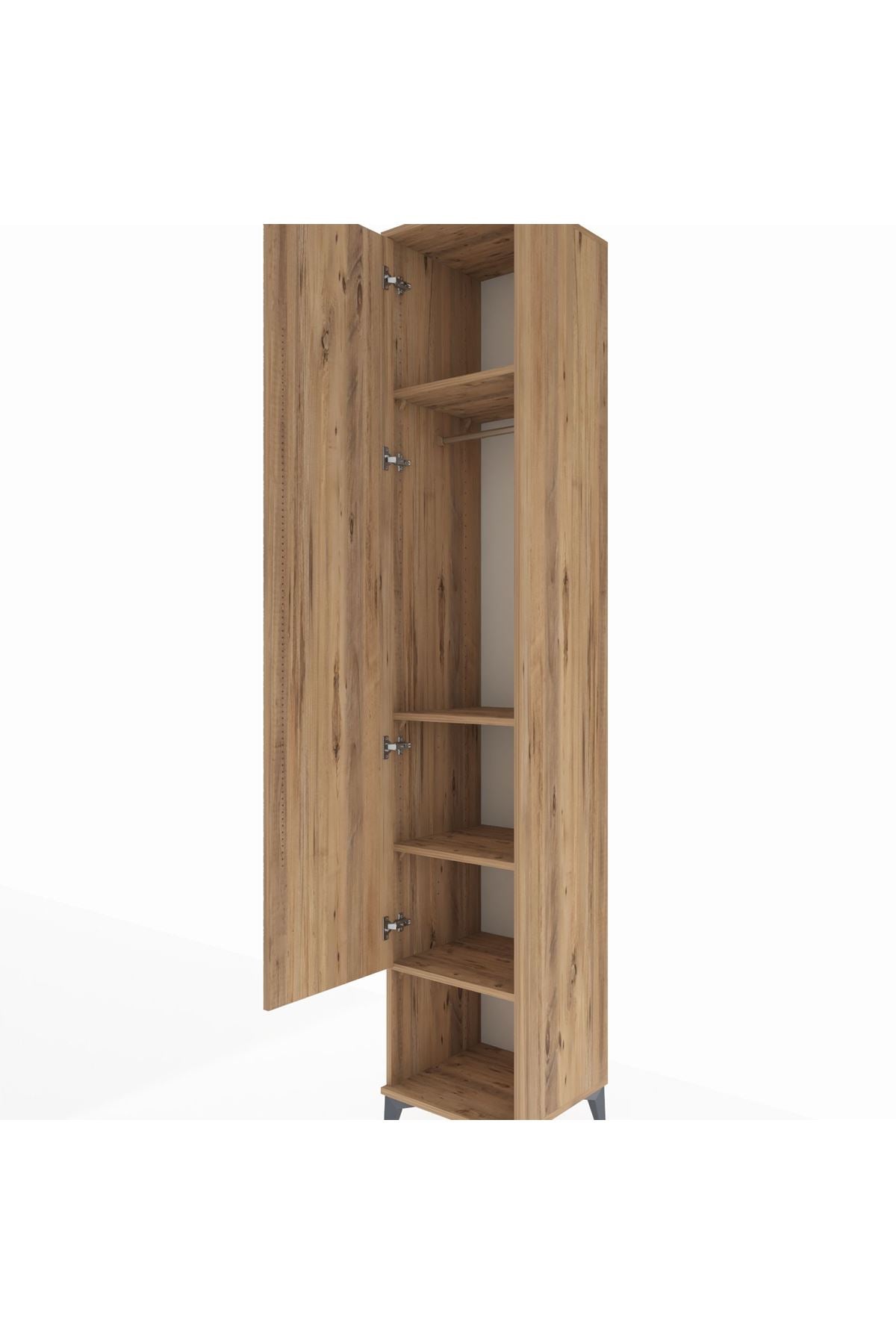 Hyperion Dolap 4 Raflı Tek Kapaklı Tek Askılı 44x44x243 Çam-Çam