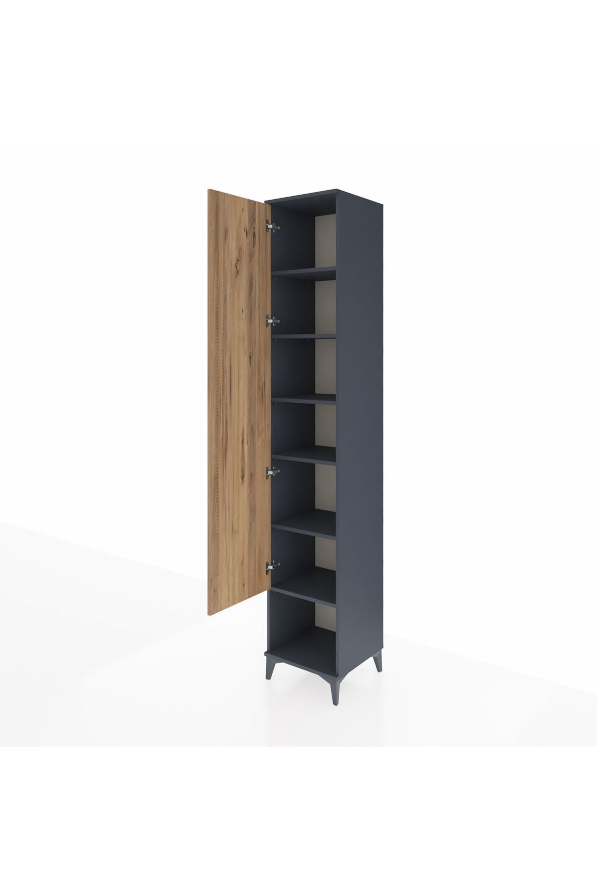 Hyperion Dolap 6 Raflı Tek Kapaklı 44x44x243 Antrasit-Çam