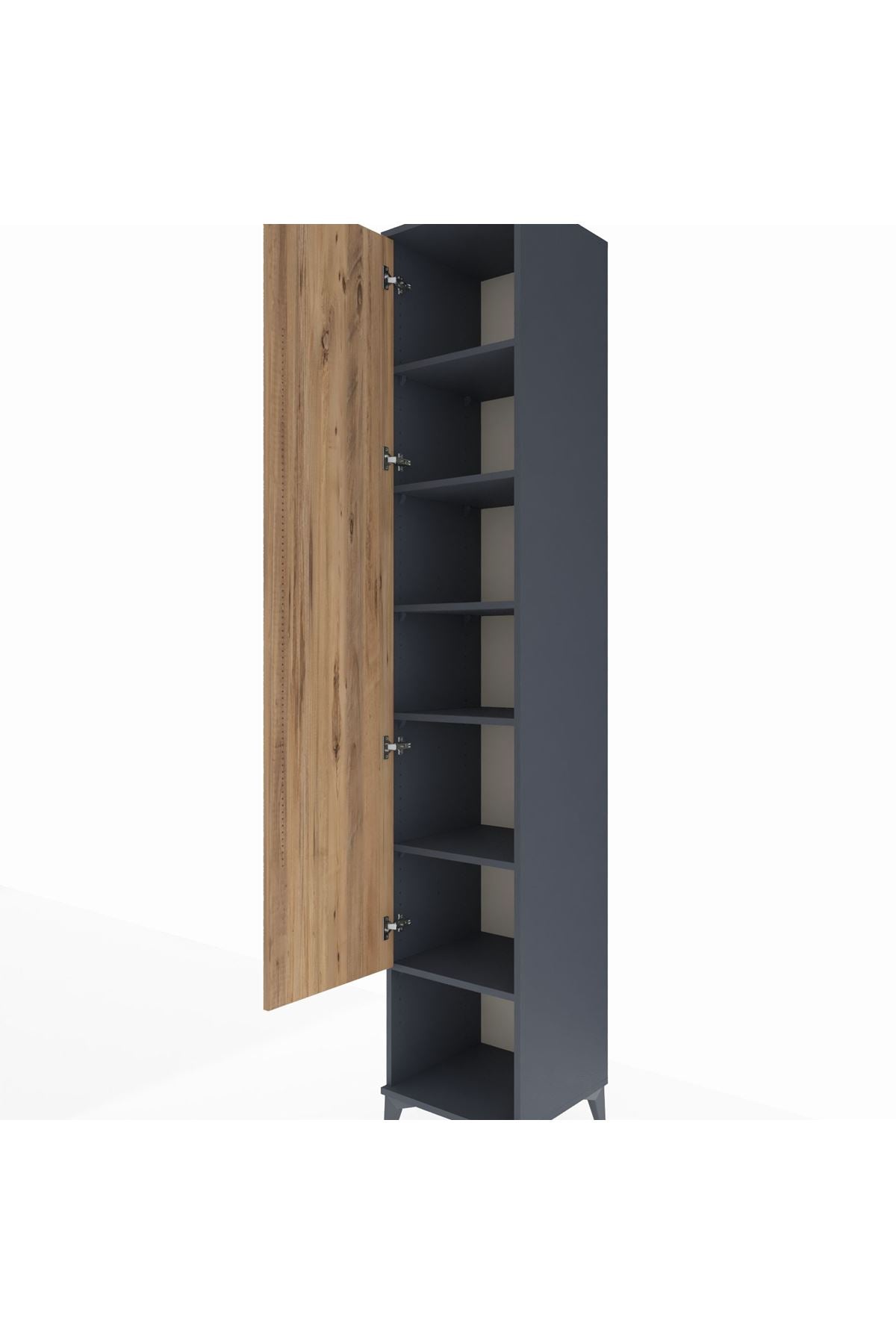 Hyperion Dolap 6 Raflı Tek Kapaklı 44x44x243 Antrasit-Çam