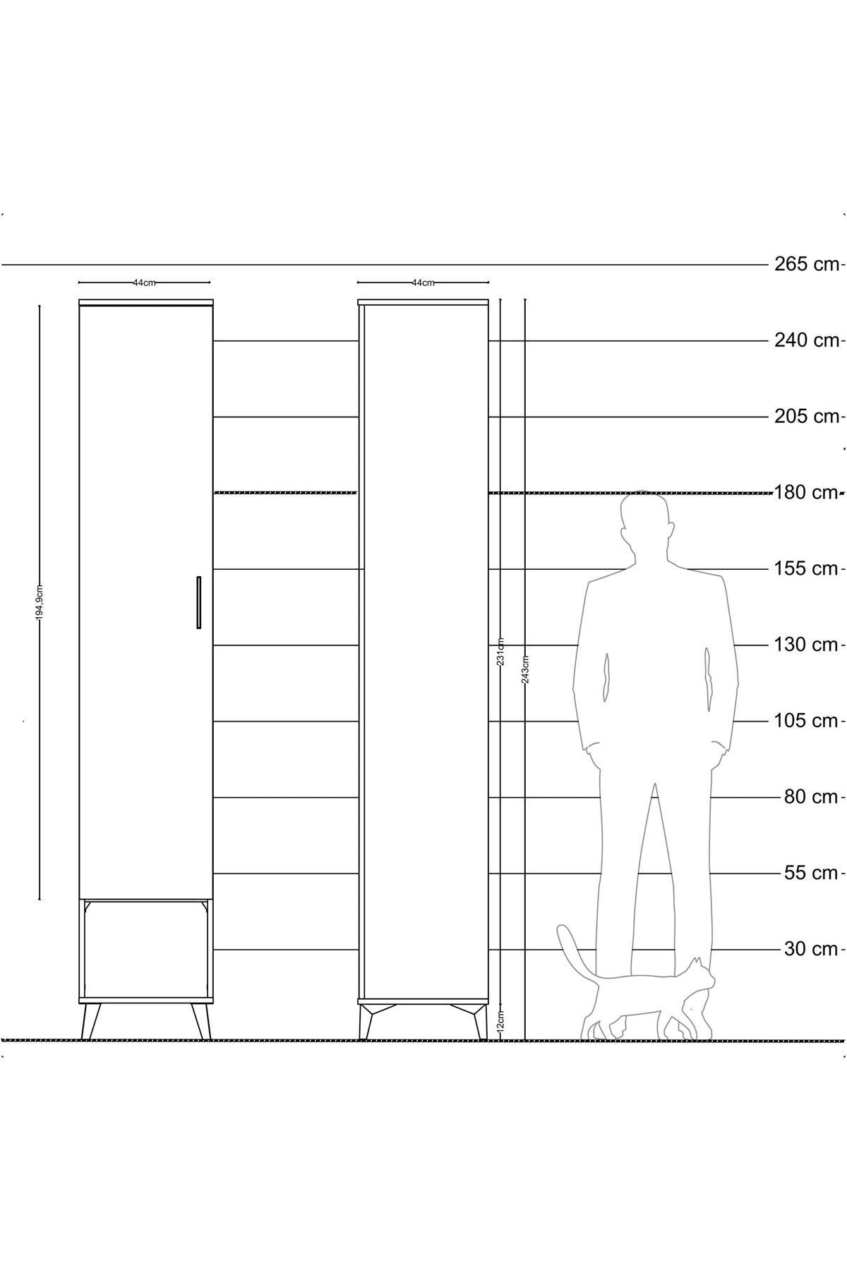 Hyperion Dolap 6 Raflı Tek Kapaklı 44x44x243 Antrasit-Çam
