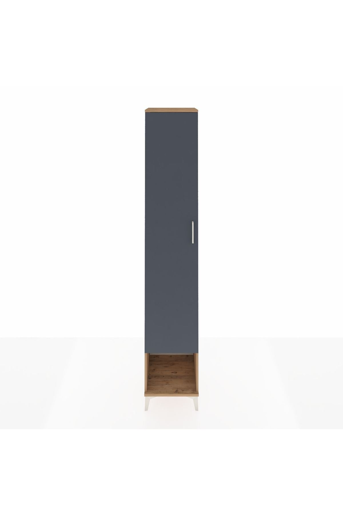 Hyperion Dolap 6 Raflı Tek Kapaklı 44x44x243 Çam-Antrasit