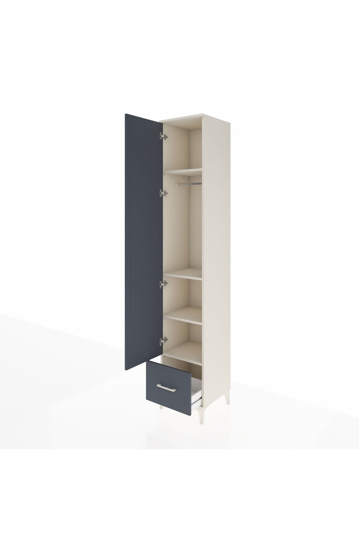 Hyperion Dolap 4 Raflı Tek Çekmeceli Tek Askılı 44x44x243 Aytaşı-Antrasit