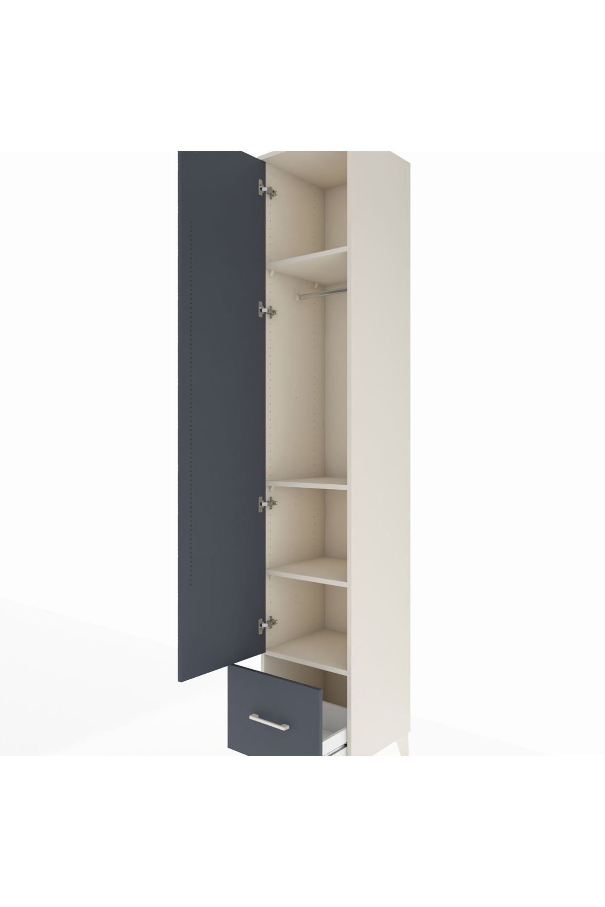 Hyperion Dolap 4 Raflı Tek Çekmeceli Tek Askılı 44x44x243 Aytaşı-Antrasit