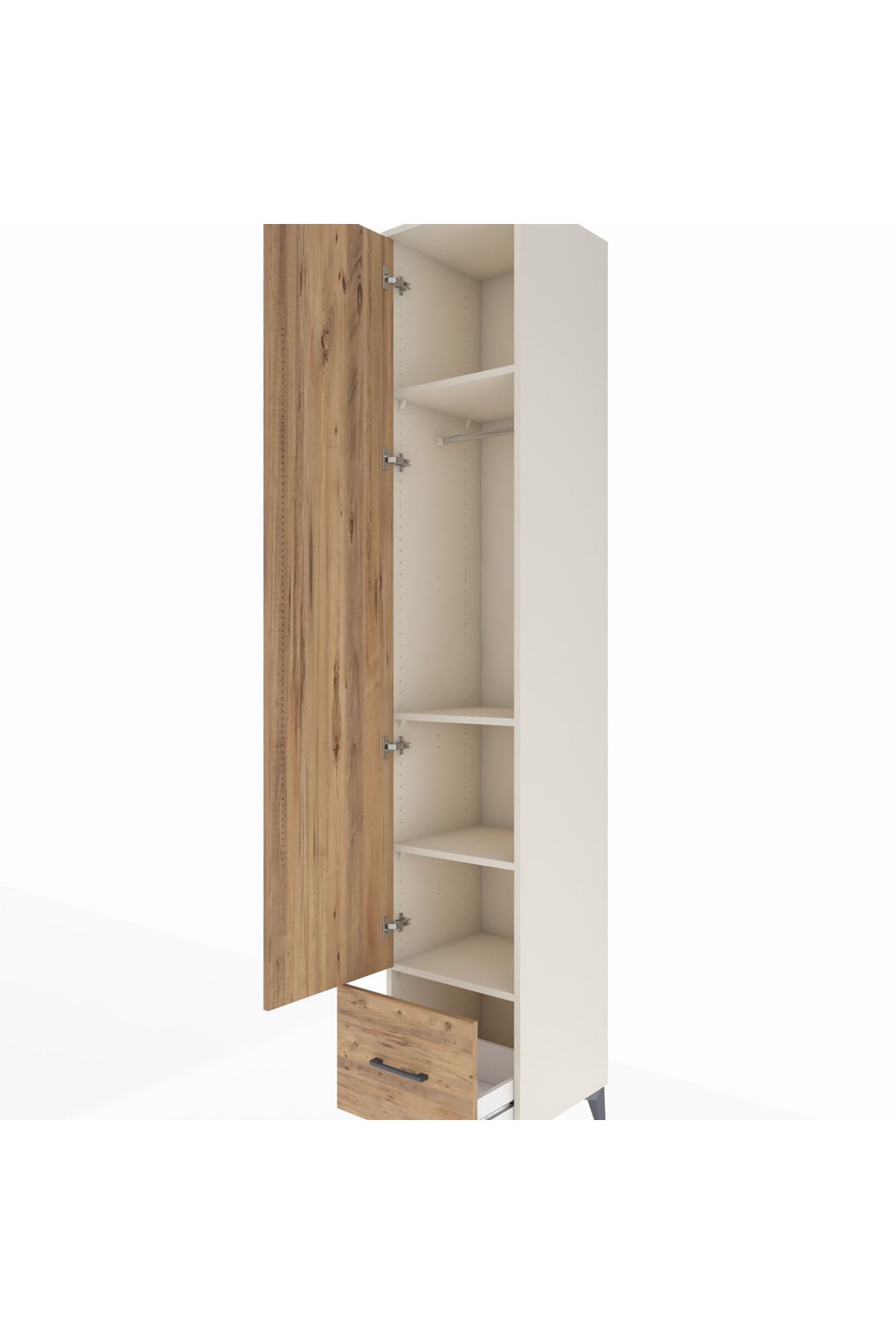 Hyperion Dolap 4 Raflı Tek Çekmeceli Tek Askılı 44x44x243 Aytaşı-Çam