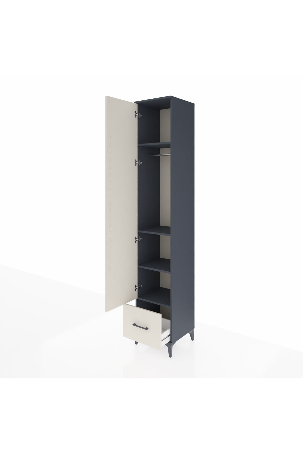 Hyperion Dolap 4 Raflı Tek Çekmeceli Tek Askılı 44x44x243 Antrasit-Aytaşı