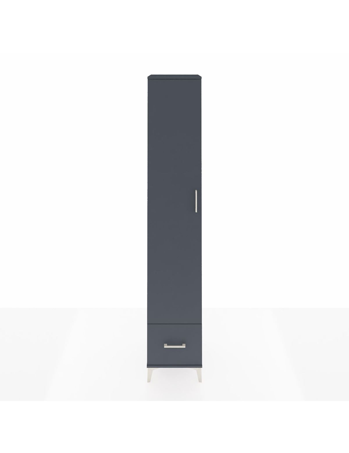 Hyperion Dolap 4 Raflı Tek Çekmeceli Tek Askılı 44x44x243 Antrasit-Antrasit