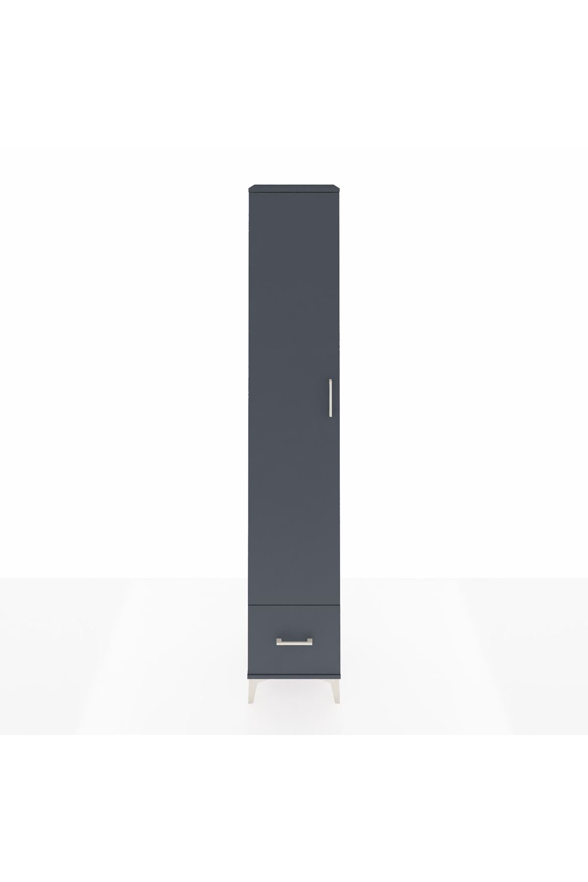 Hyperion Dolap 4 Raflı Tek Çekmeceli Tek Askılı 44x44x243 Antrasit-Antrasit